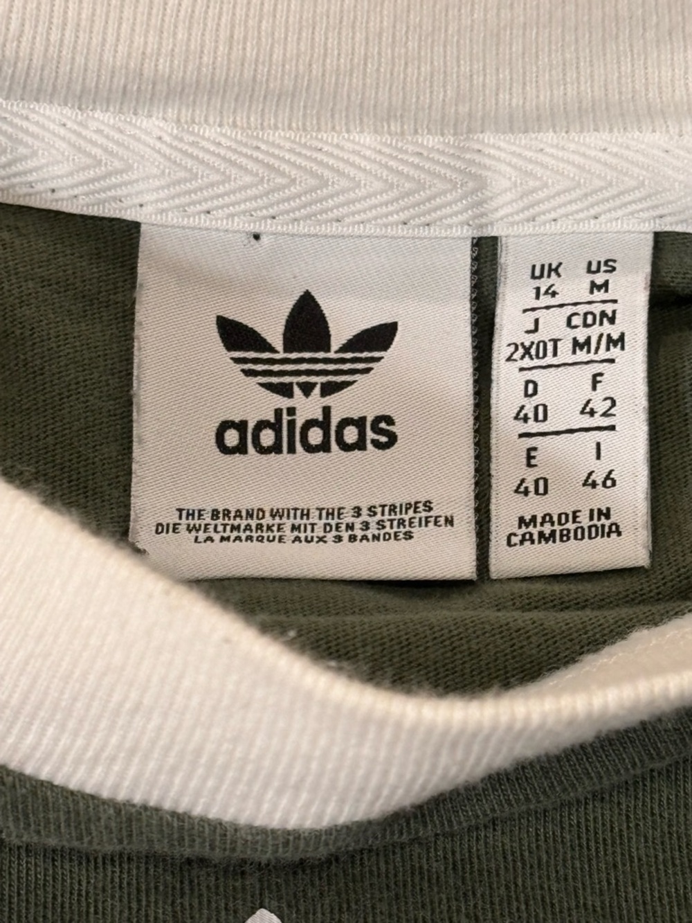 Adidas Originals Olive Green Trefoil Long Sleeve Ringer Tee Size M - Picture 3 of 8